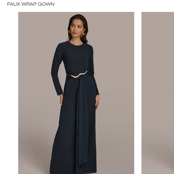Donna Karan Elegant Navy Long Sleeve Dress - Picture 1 of 8